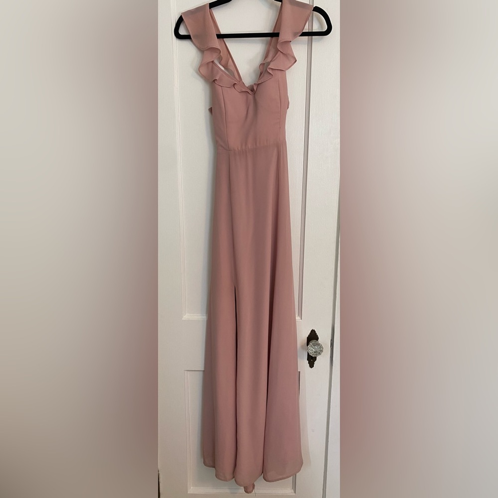 BHLDN Flutter Sleeve Light Pink/Blush Bridesmaid Dress